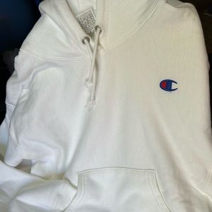 Champion hoodie, thick material, adult small, Really White!